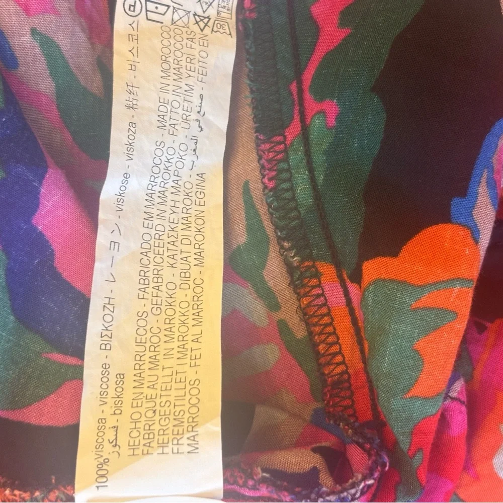 Zara Floral Mini Dress V Neck Tie Back Long Sleeve Size L - Picture 9 of 10